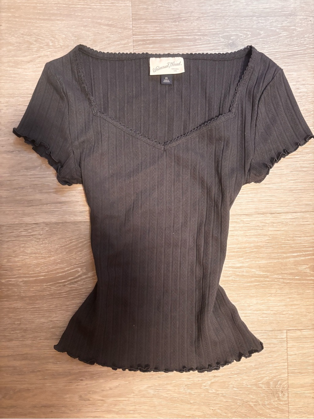 Navy Slim-Fit Flattering Ruffled Top